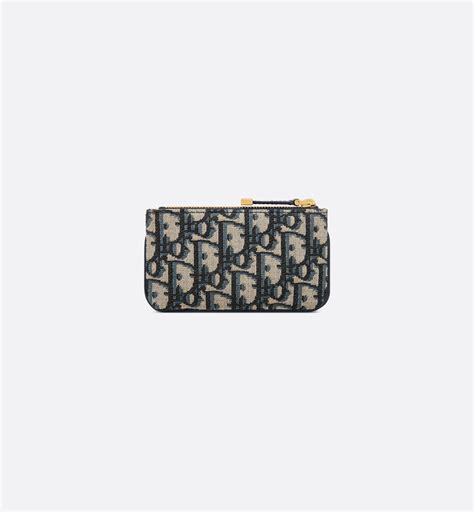 DiorTravel Myrte Zipped Key Case Blue Dior Oblique Jacquard